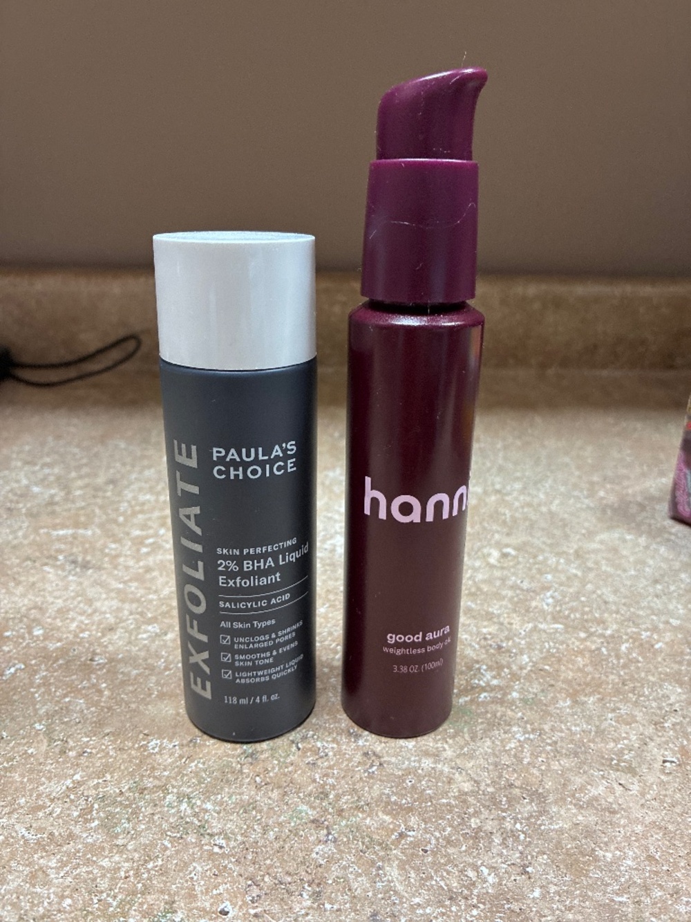 Paula’s choice exfoliant and Hanni body oil